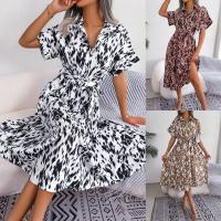 Polyester High Waist Shirt Dress & loose PC