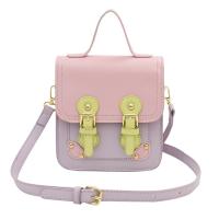 PU Leather Easy Matching Handbag contrast color & attached with hanging strap PC