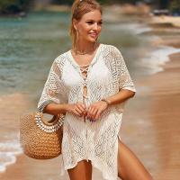 Polyester Swimming Cover Ups loose & hollow white : PC