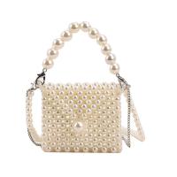 Plastic Pearl Easy Matching Handbag Mini & attached with hanging strap white PC