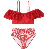 Polyamide & Polyester scallop Tankinis Set & padded printed red Set