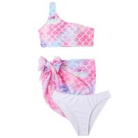 Polyamide & Polyester Tankinis Set & three piece & padded printed fish scale pattern pink Set