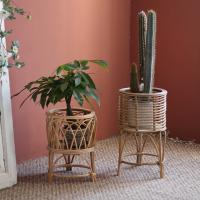 Rattan & Wooden Flower Rack hollow handmade PC