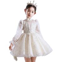 Polyester Robe d’une seule pièce de fille Patchwork Solide Champagne pièce