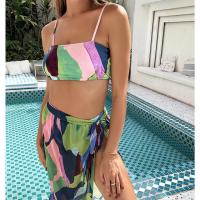 Polyester Tankinis Set & three piece & breathable printed Set