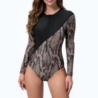 Polyamide & Spandex Maillot de bain d’une seule pièce Imprimé motif de peau de serpent Café pièce