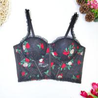 Polyester Camisole, Gedruckt, Floral, Schwarz,  Stück