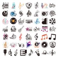 Pressure-Sensitive Adhesive Adhesive & Waterproof Decorative Sticker Musical Note Set