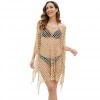 Polyester Swimming Cover Ups see through look & loose & hollow Solid khaki : PC