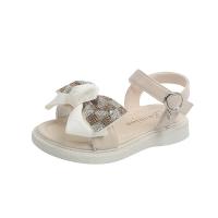 Rubber & PU Leather with bowknot & Hook and Loop Girl Sandals & with rhinestone Pair