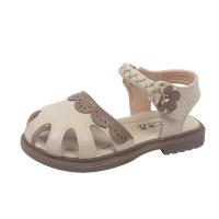 Beef Tendon & PU Leather Hook and Loop Girl Sandals & hollow Pair