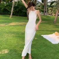 Polyester Slip Dress slimming Solid white PC