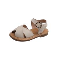 Microfiber PU Synthetic Leather & Rubber Hook and Loop Girl Sandals Solid Pair