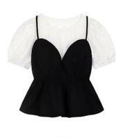 Polyester Haut de fille Dentelle Floral Noir pièce