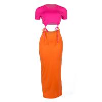 Spandex & Polyester Tweedelige jurk set effen geverfd Solide Fuchsia Instellen