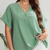 Polyester Vrouwen korte mouw T-shirts Groene stuk