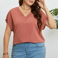 Polyester Vrouwen korte mouw Shirt Rode stuk