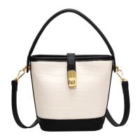 PU Leather Easy Matching & Bucket Bag Handbag attached with hanging strap Stone Grain PC