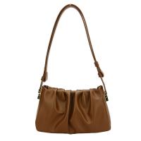 PU Leather Pleat Shoulder Bag soft surface Solid PC