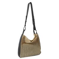 Straw & PU Leather Weave Crossbody Bag large capacity PC