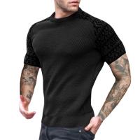 Tela mezclada & Algodón Hombres camiseta de manga corta, impreso, más colores para elegir,  trozo