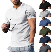 Poliéster & Algodón Hombres camiseta de manga corta, teñido de manera simple, Sólido, más colores para elegir,  trozo