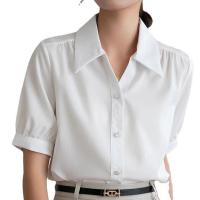 Gasa Mujeres camisa de manga corta, teñido de manera simple, Sólido, más colores para elegir,  trozo