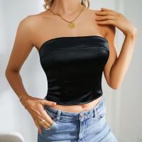 Satijn & Polyester Tube Top Solide Zwarte stuk