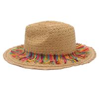 Straw windproof Sun Protection Straw Hat sun protection & for women & breathable rainbow pattern khaki PC