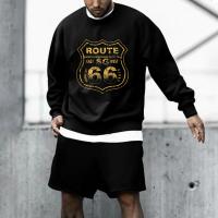 Polyester Ensemble occasionnel d’hommes Sweatshirt & Court Imprimé couleur et motif différents pour le choix Ensemble