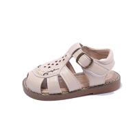 Microfiber PU Synthetic Leather & Rubber Hook and Loop Girl Sandals & breathable Solid Pair