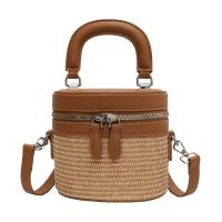 Straw & PU Leather Easy Matching Handbag attached with hanging strap PC