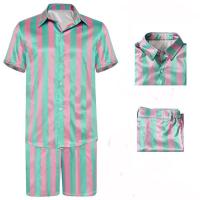 Polyester Männer Casual Set, Hosen & Nach oben, Gestreift, Grün,  Festgelegt