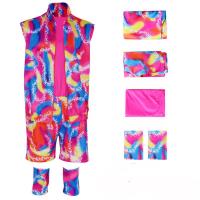 Polyester Men Casual Set four piece & three piece short pants & top & coat printed pink Set