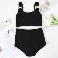 Polyester Bra and Panties Set & skinny style black Set