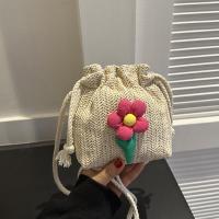 Straw Bucket Bag Crossbody Bag soft surface floral PC