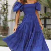 Polyester One-piece Dress large hem design & slimming patchwork PC