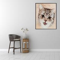 Canvas & Resin Rhinestones DIY Diamond Painting for home decoration & without frame handmade Cats PC