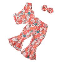 Cotton Slim Girl Clothes Set & two piece Pants & top printed Others multi-colored Set