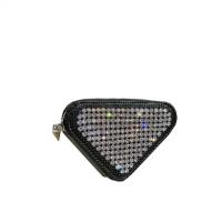 PU Leather Easy Matching Crossbody Bag Triangle & with rhinestone black PC