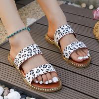 cuero sintético Zapatilla, leopardo, blanco,  Par