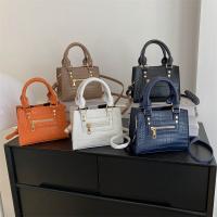 PU Leather Box Bag Handbag attached with hanging strap crocodile grain PC