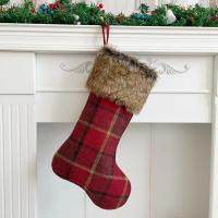 Polyester Christmas Decoration Stocking christmas design plaid PC