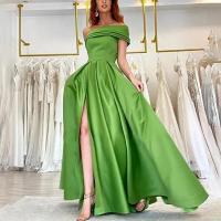 Polyester front slit Long Evening Dress Solid PC