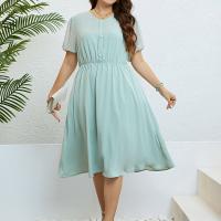 Polyester Waist-controlled & Plus Size One-piece Dress green PC