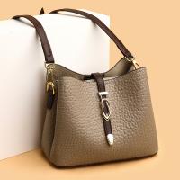 Cowhide Bucket Bag Crossbody Bag soft surface Polyester Lichee Grain PC