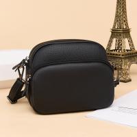 Cowhide Box Bag Crossbody Bag soft surface Polyester Lichee Grain black PC