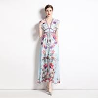 Mousseline Robe d’une seule pièce Imprimé Floral bleu clair pièce