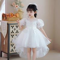 Cotton Princess & High Waist Girl One-piece Dress large hem design & short front long back patchwork Solid PC