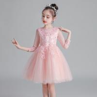 Polyester Slim & Princess Girl One-piece Dress see through look & large hem design patchwork Others PC